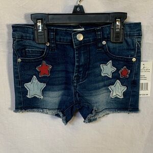 Jessica Simpson Dark Blue Denim Shorts with Red & Light Blue Stars Size 3 NWT